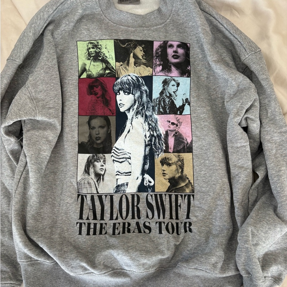 Taylor Swift Gray Crewneck Sweatshirt with Multicolor Photo Grid